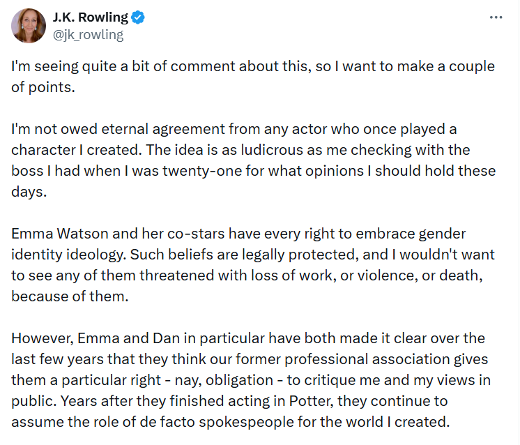 JK Rowling's tweet